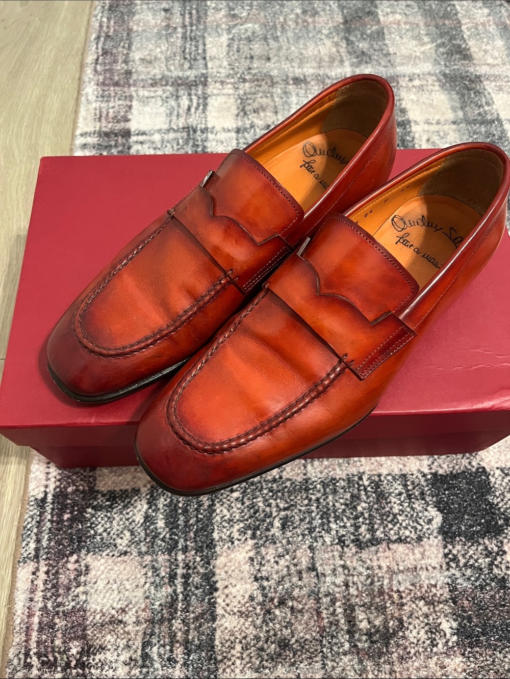 Santoni Men's Leather Penny Loafers size 4 1/2